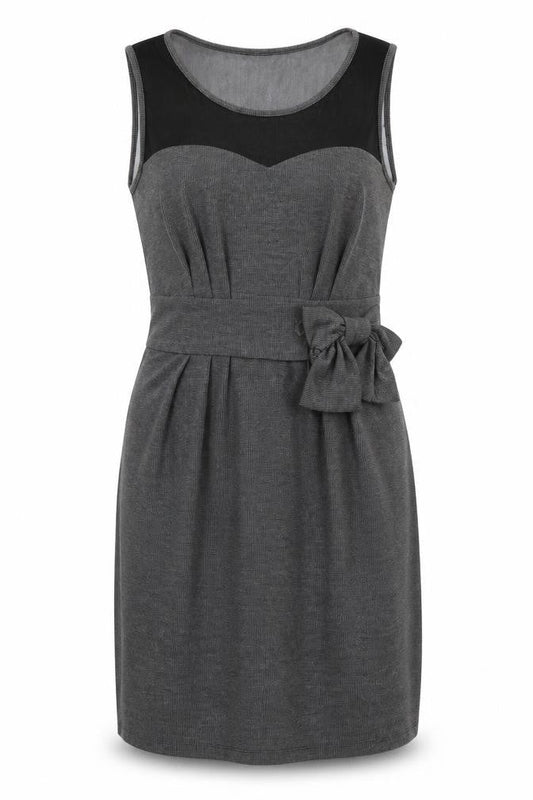Front view of Intermission women’s grey polyester skater dress, size UK 12, scoop neck pullover