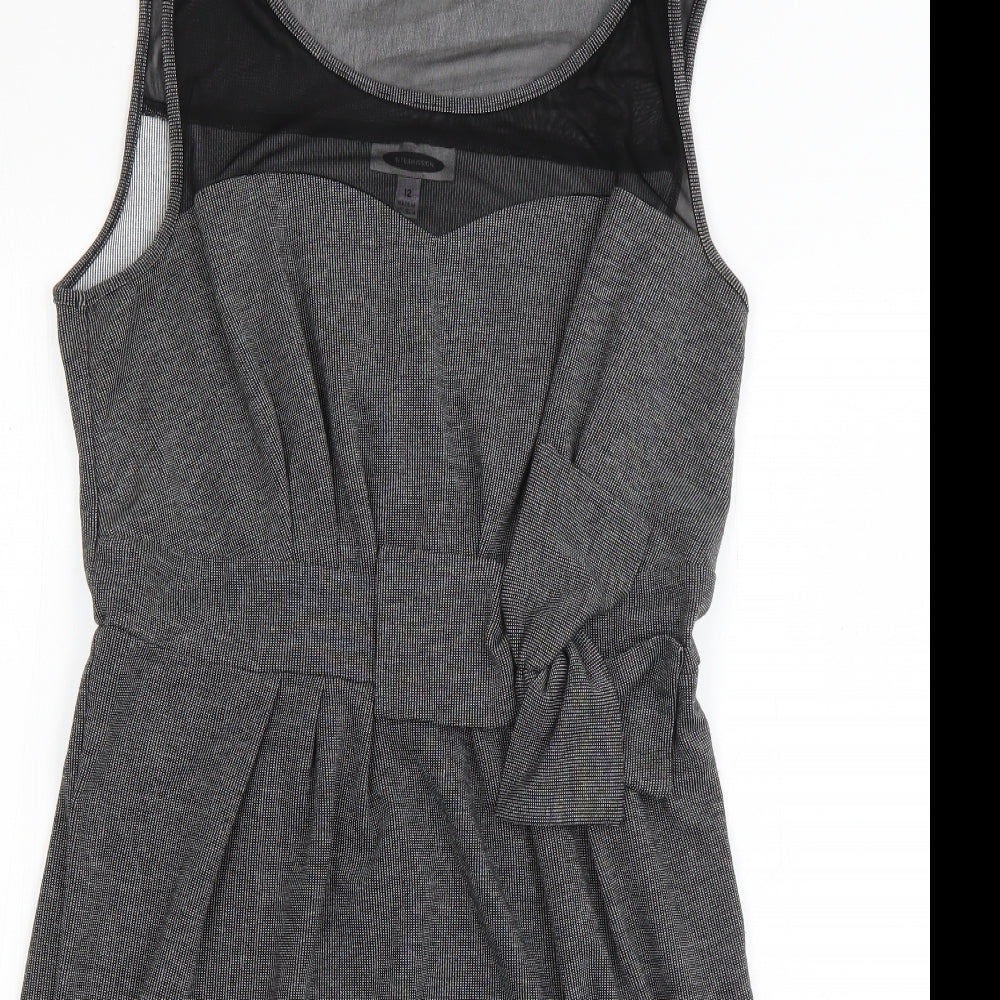 Intermission Womens Grey  Polyester Skater Dress  Size 12  Scoop Neck Pullover
