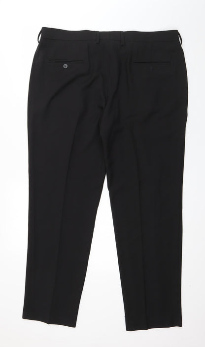 Haggar Mens Black  Polyester Trousers  Size 38 in L30 in Regular Zip