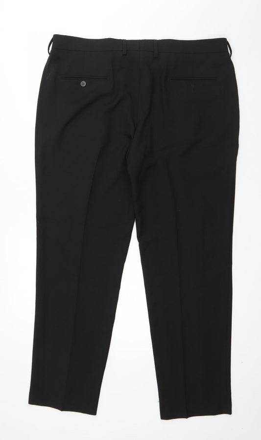 Haggar Mens Black  Polyester Trousers  Size 38 in L30 in Regular Zip