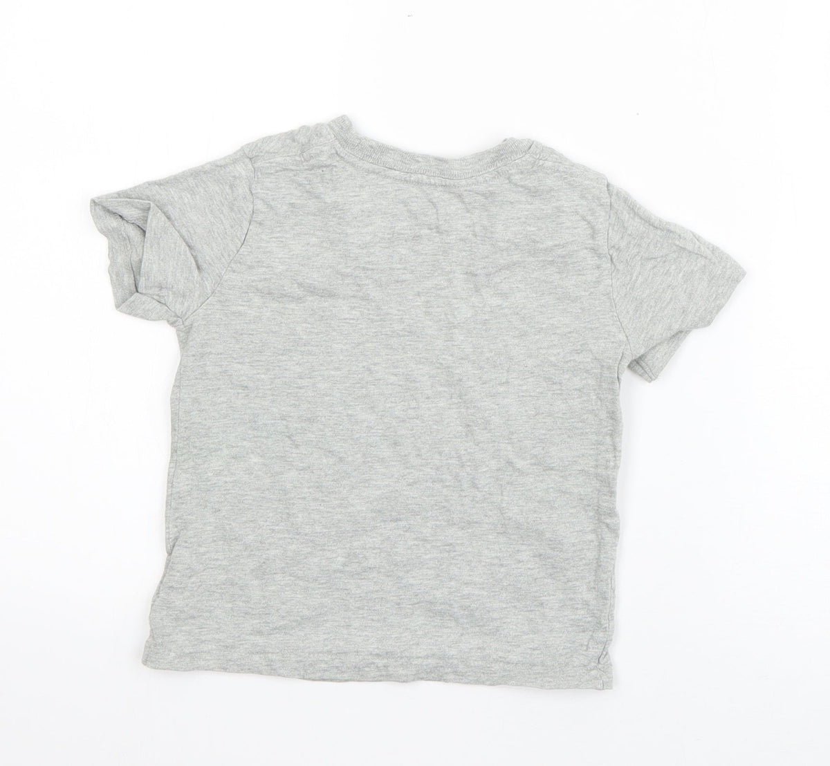 Back view of Gap boys’ grey cotton basic t-shirt, size 3, years round neck pullover - polaroid camera