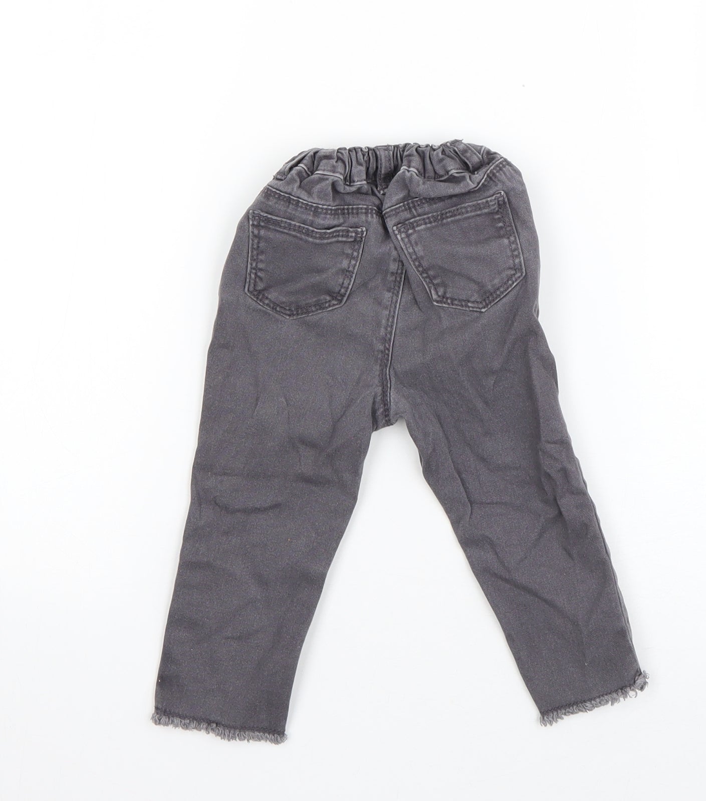 Denim & Co. Boys Grey  Cotton Capri Jeans Size 9-12 Months  Zip