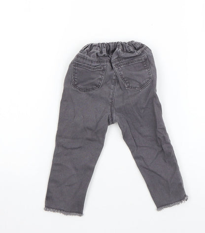 Denim & Co. Boys Grey  Cotton Capri Jeans Size 9-12 Months  Zip