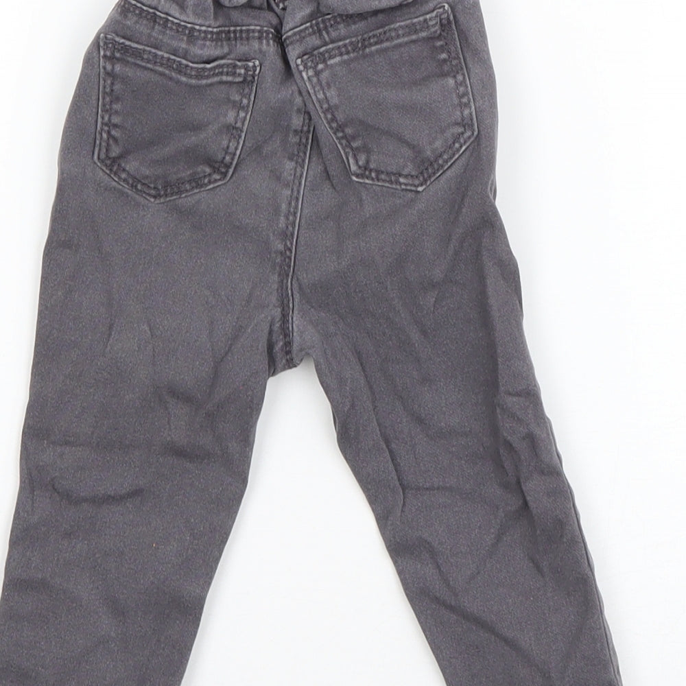 Denim & Co. Boys Grey  Cotton Capri Jeans Size 9-12 Months  Zip