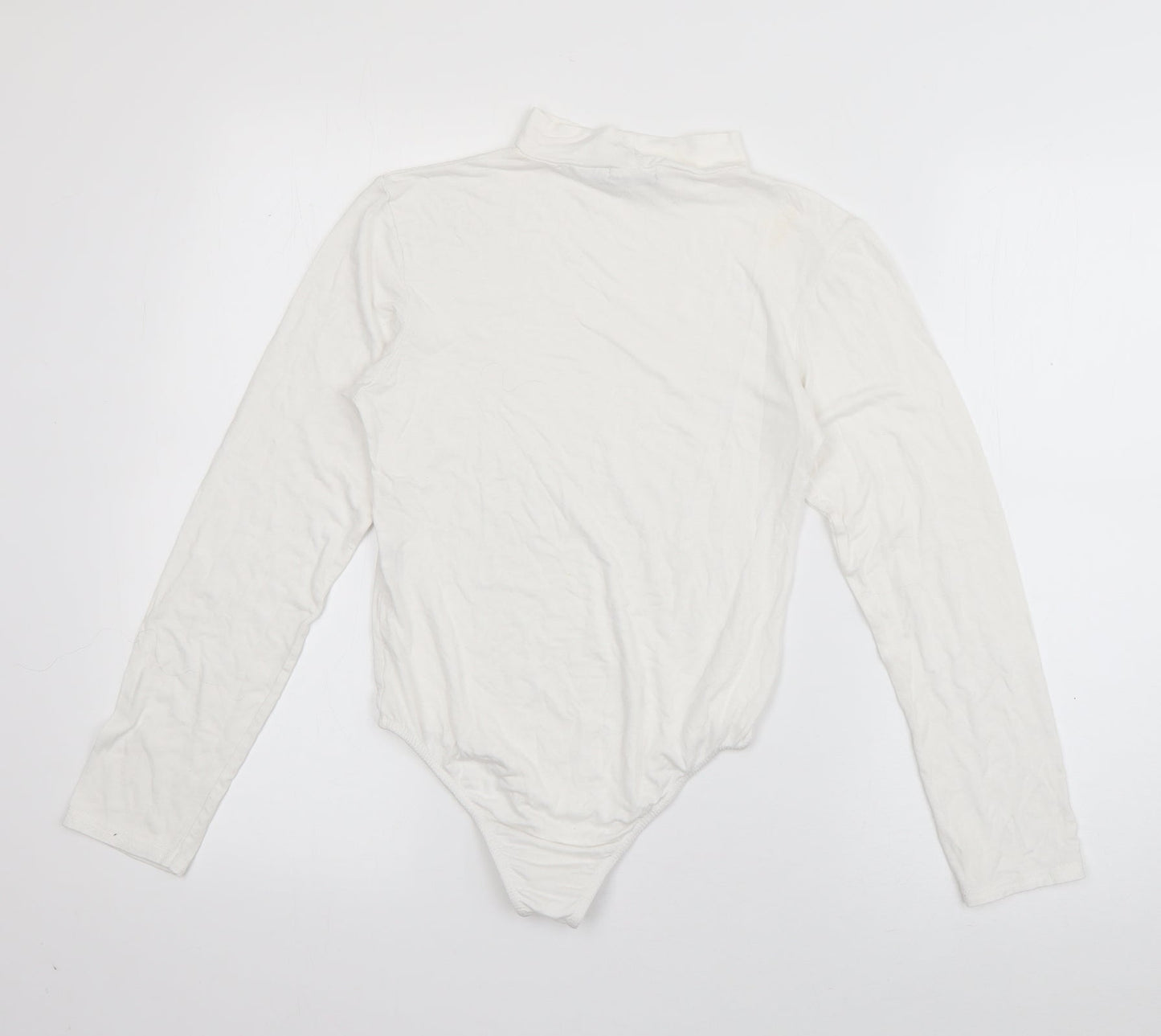 Boohoo Womens White  Viscose Bodysuit One-Piece Size 8  Pullover