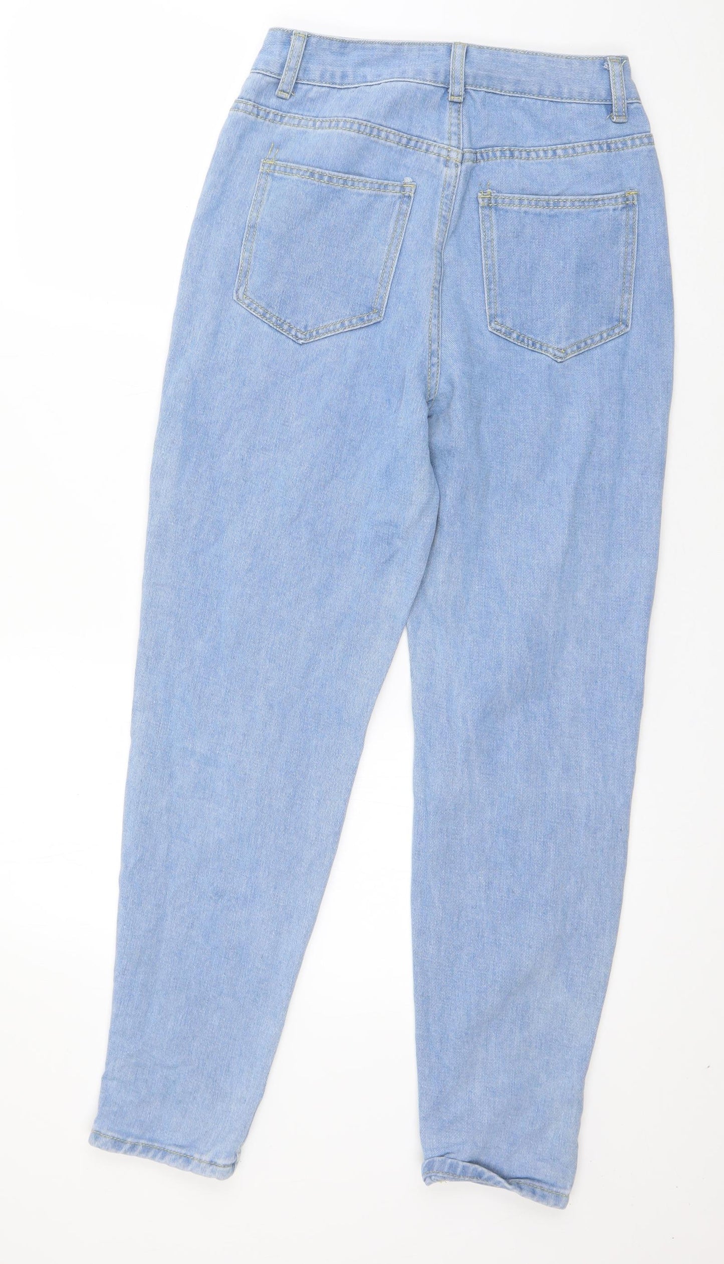 Boohoo Womens Blue  Cotton Mom Jeans Size 6 L26 in Regular Button