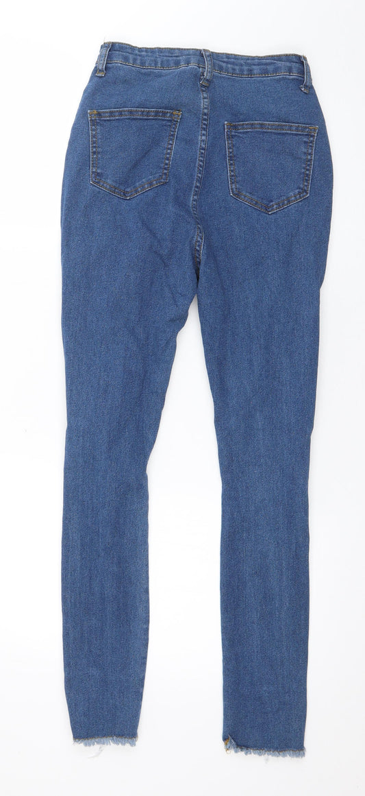 Boohoo Womens Blue  Cotton Skinny Jeans Size 6 L25 in Regular Button