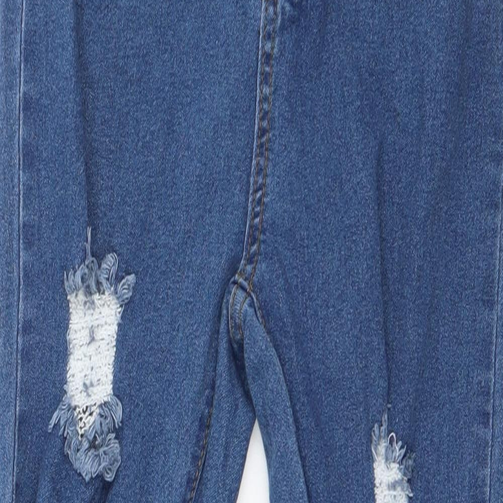 Boohoo Womens Blue  Cotton Skinny Jeans Size 6 L25 in Regular Button