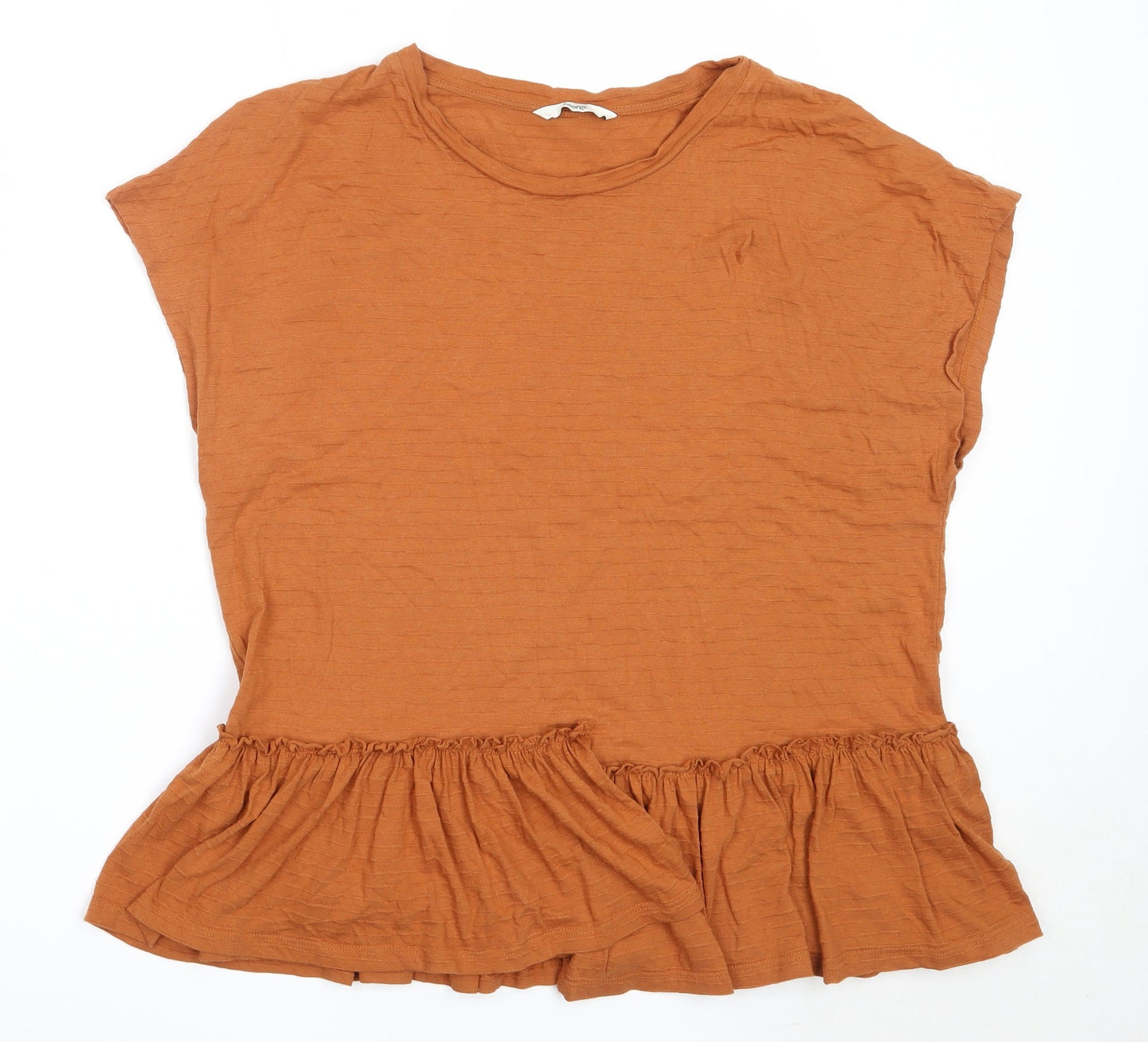 George Womens Brown  Cotton Basic T-Shirt Size 14 Round Neck