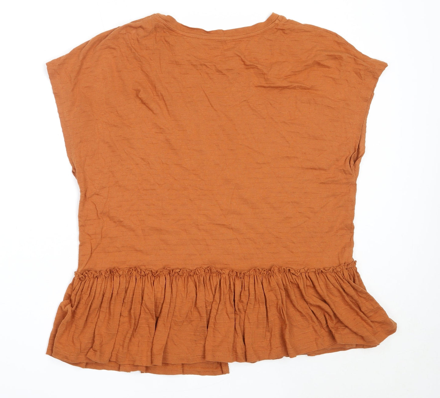 George Womens Brown  Cotton Basic T-Shirt Size 14 Round Neck