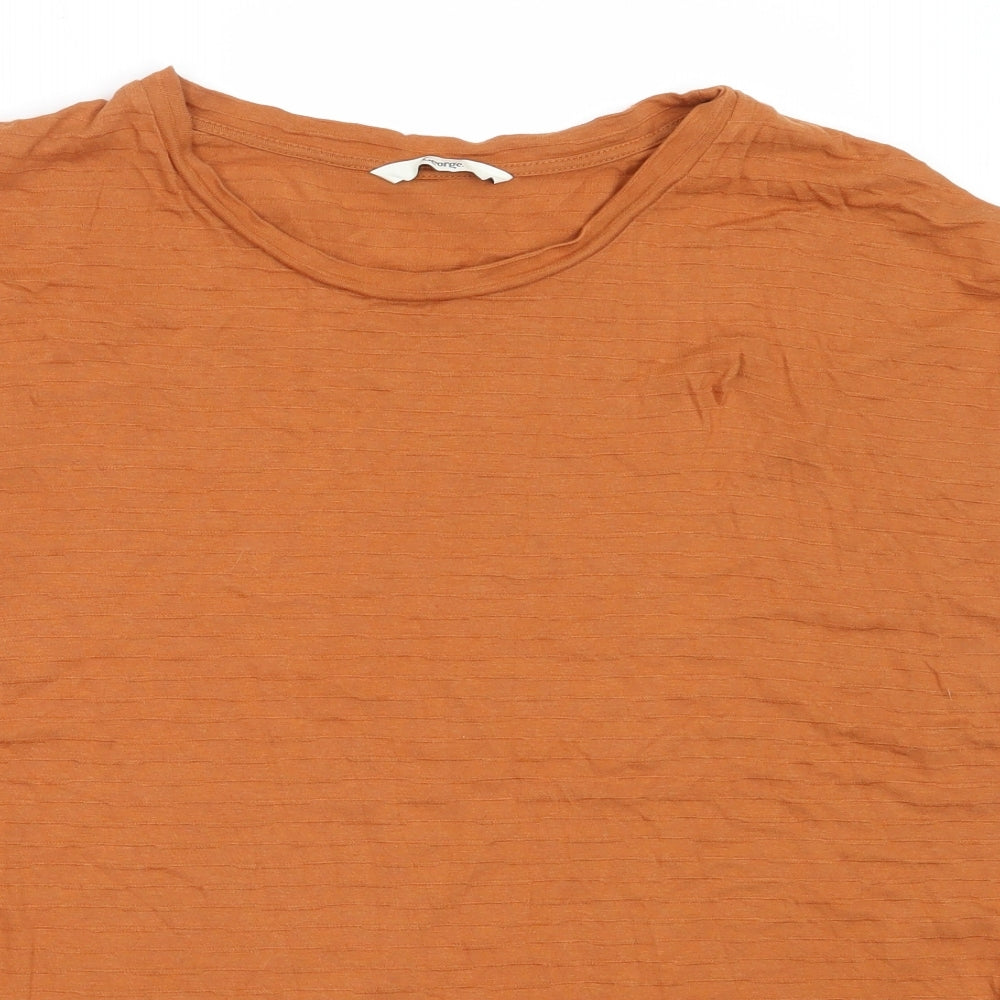 George Womens Brown  Cotton Basic T-Shirt Size 14 Round Neck