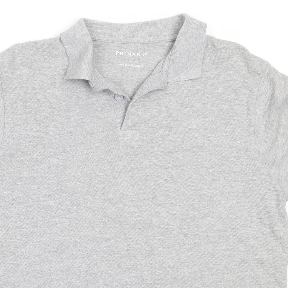Primark Mens Grey  Cotton  Polo Size L Collared