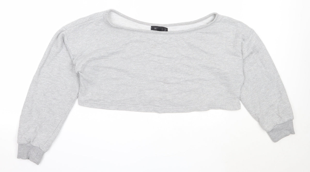 Additional front view of Missguided women’s grey cotton pullover sweatshirt, size UK 10