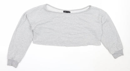 Additional front view of Missguided women’s grey cotton pullover sweatshirt, size UK 10