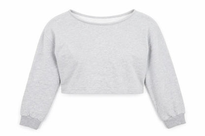 Front view of Missguided women’s grey cotton pullover sweatshirt, size UK 10