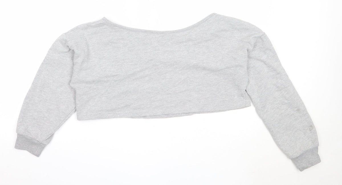 Back view of Missguided women’s grey cotton pullover sweatshirt, size UK 10