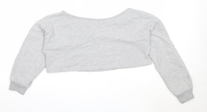 Back view of Missguided women’s grey cotton pullover sweatshirt, size UK 10