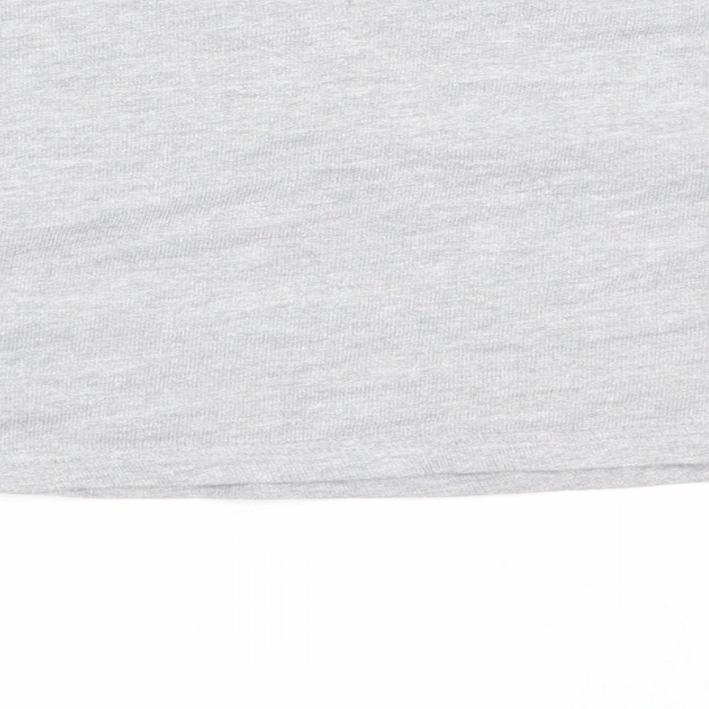 Brand and care label for Missguided women’s grey cotton pullover sweatshirt, size UK 10