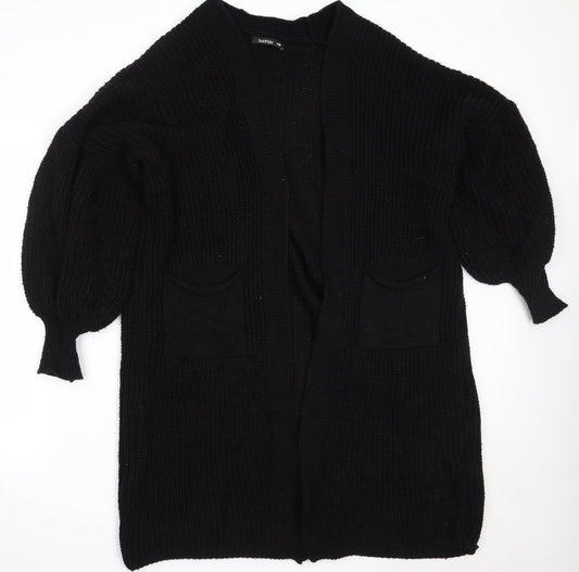 Boohoo Womens Black Round Neck  Cotton Cardigan Jumper Size M