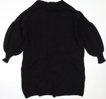 Boohoo Womens Black Round Neck  Cotton Cardigan Jumper Size M