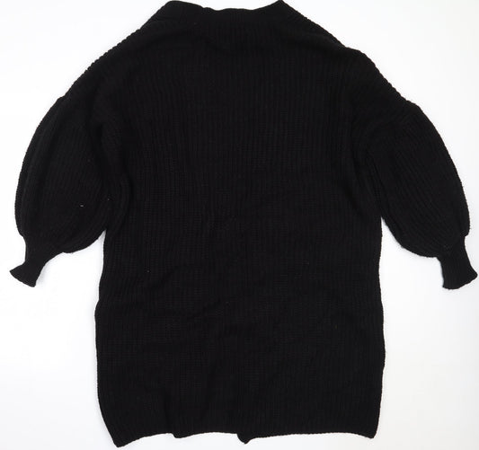 Boohoo Womens Black Round Neck  Cotton Cardigan Jumper Size M