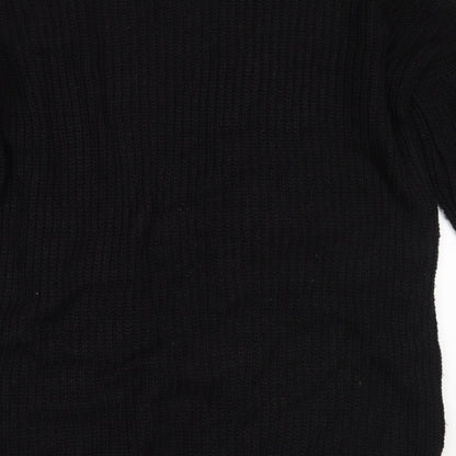 Boohoo Womens Black Round Neck  Cotton Cardigan Jumper Size M