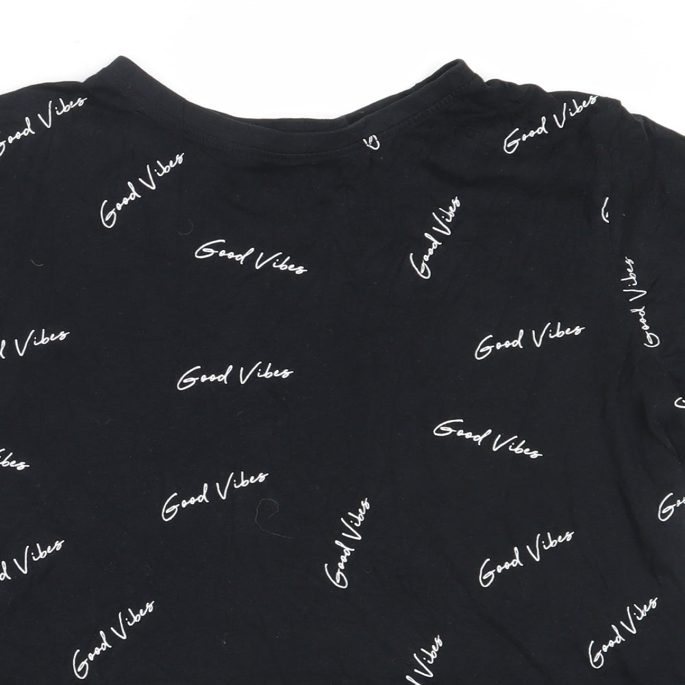 Primark Womens Black  Cotton Basic T-Shirt Size L Round Neck