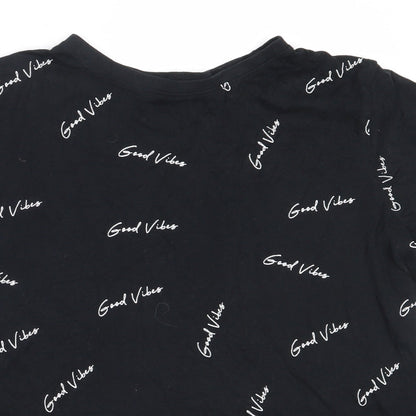 Primark Womens Black  Cotton Basic T-Shirt Size L Round Neck