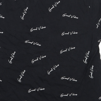 Primark Womens Black  Cotton Basic T-Shirt Size L Round Neck