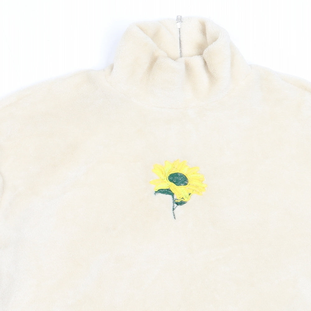 SheIn Womens Ivory  Polyester Pullover Sweatshirt Size S