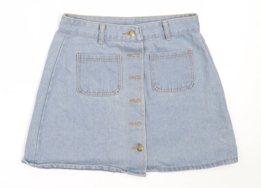 Womens UK Size L Preworn Mini Denim Skirt