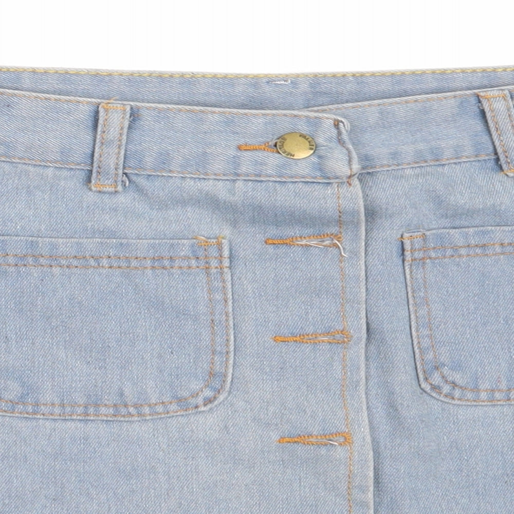Womens UK Size L Preworn Mini Denim Skirt