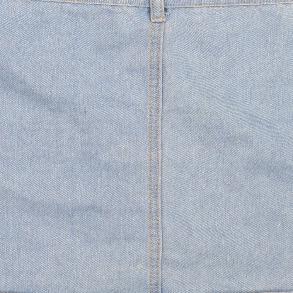 Womens UK Size L Preworn Mini Denim Skirt
