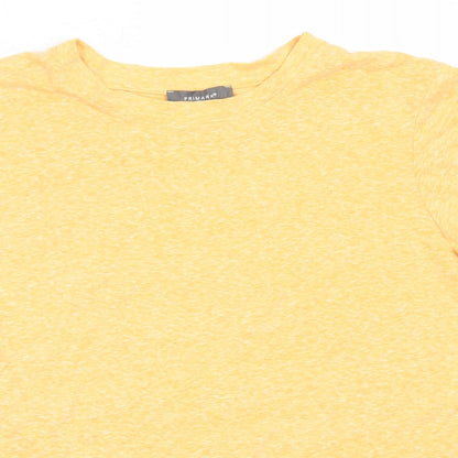 Primark Womens Yellow  Polyester Basic T-Shirt Size M Round Neck