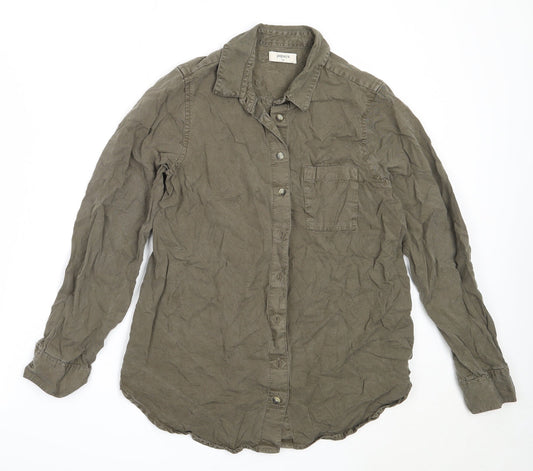 Papaya Womens Green  Lyocell Basic Button-Up Size 10 Collared