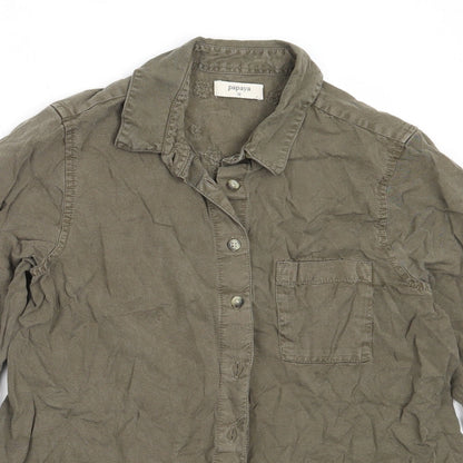 Papaya Womens Green  Lyocell Basic Button-Up Size 10 Collared