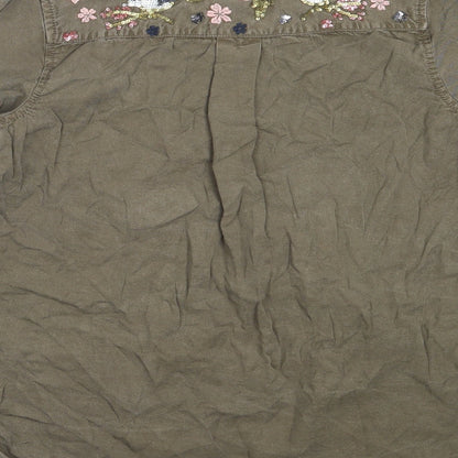 Papaya Womens Green  Lyocell Basic Button-Up Size 10 Collared