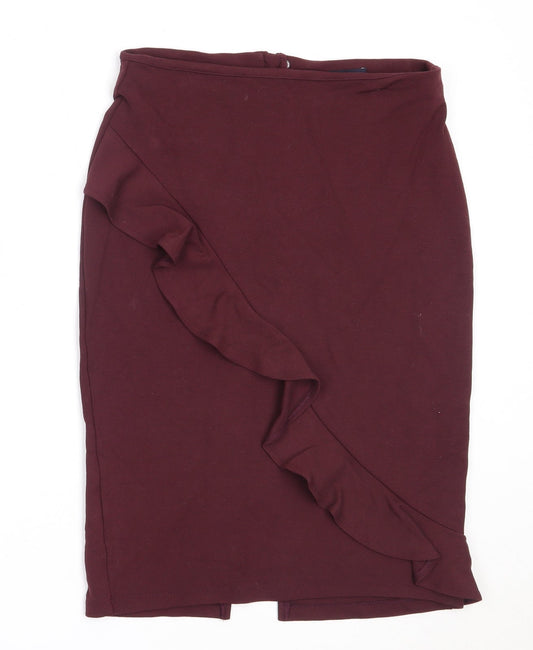 Marks and Spencer Womens Purple  Viscose Straight & Pencil Skirt Size 10