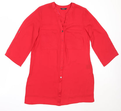 Womens UK Size 10 Roman Red Basic Button-Up