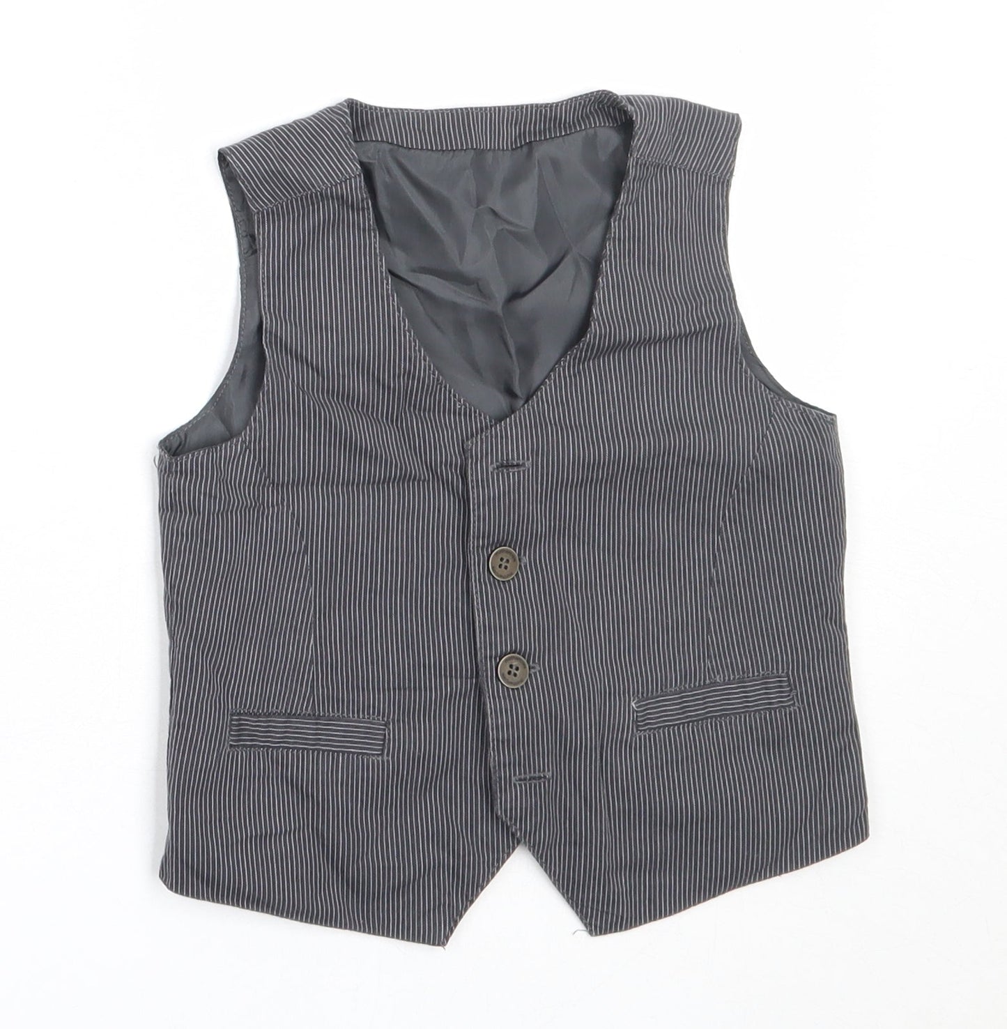 Mothercare Boys Grey Striped  Jacket Waistcoat Size 18-24 Months