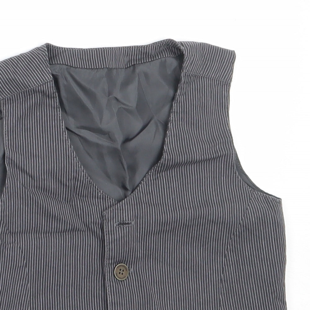 Mothercare Boys Grey Striped  Jacket Waistcoat Size 18-24 Months