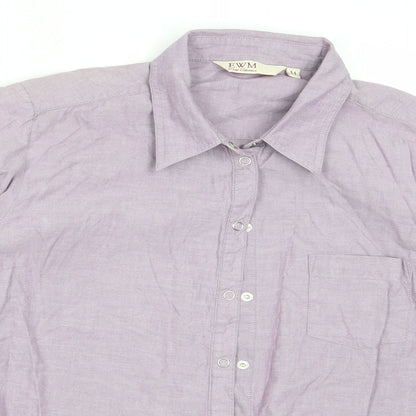 EWM Womens Purple  Cotton Basic Button-Up Size 14 Collared