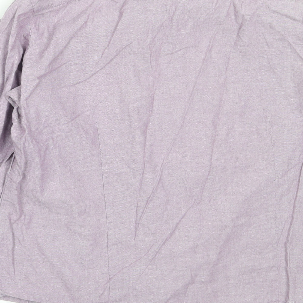 EWM Womens Purple  Cotton Basic Button-Up Size 14 Collared