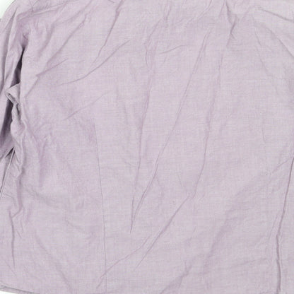 EWM Womens Purple  Cotton Basic Button-Up Size 14 Collared