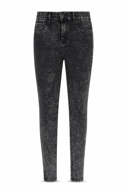 Front view of Pull&Bear women’s black cotton skinny jeans, size UK 34, 28.5-inch leg regular