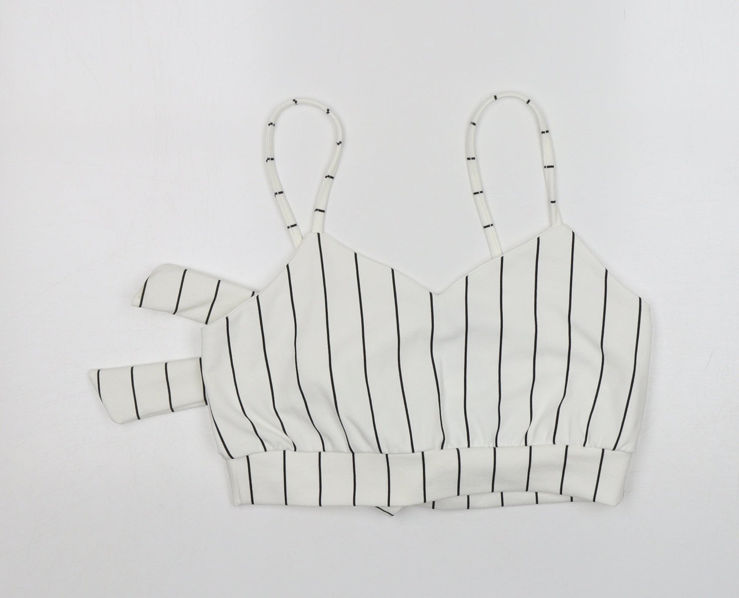 Boohoo Womens Multicoloured Striped Polyester Cropped Tank Size 12 V-Neck