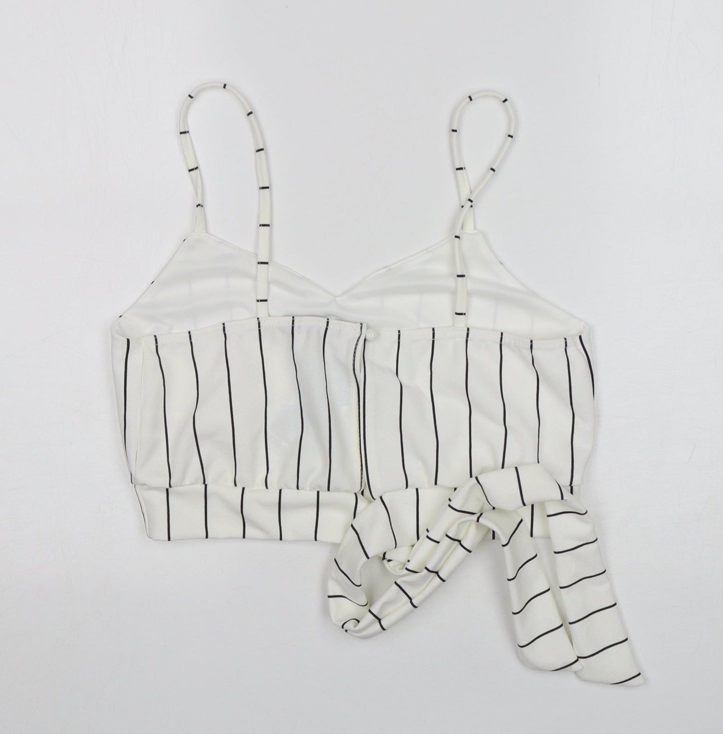 Boohoo Womens Multicoloured Striped Polyester Cropped Tank Size 12 V-Neck