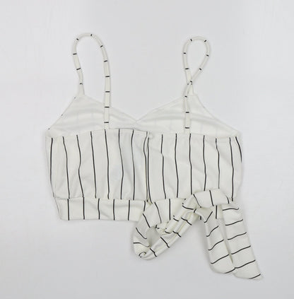 Boohoo Womens Multicoloured Striped Polyester Cropped Tank Size 12 V-Neck