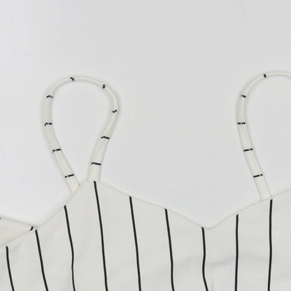 Boohoo Womens Multicoloured Striped Polyester Cropped Tank Size 12 V-Neck