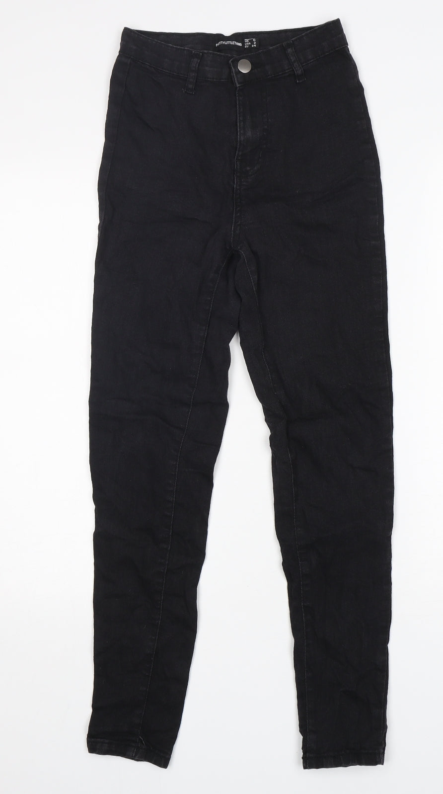 PRETTYLITTLETHING Womens Black  Cotton Skinny Jeans Size 6 L27 in Regular